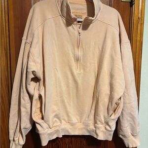 AMERICAN EAGLE This Feels Seriously Lived In Peach Quarter Zip Sweater Womens XL